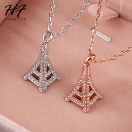 Pendanthalsband toppkvalitet Fashion Eiffel Tower Rose Gold Color Halsbandsmycken tillverkade med Österrike Crystal Wholesale N085 N086