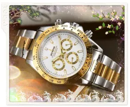 Luksusowy, w pełni funkcjonalny zegarek męski stoper kalendarz tygodniowy ze stali nierdzewnej casual biznesowy zegarek kwarcowy Orologio di lusso prezenty