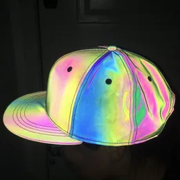 Ball Caps Colorful Reflective Laser Hat Flat Brim Hats Men Women Baseball Cap Hip Hop Hatsgorras Hombre Casquette Homme Femme