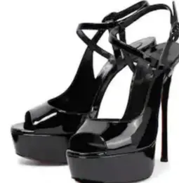 Женские черные и красные лакированные сандалии свадебные банкет роскошные классические высокие каблуки Cool