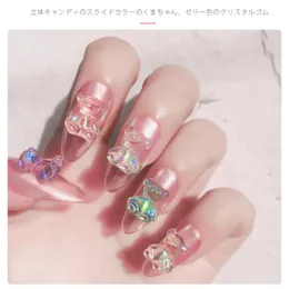 3 Gradient Colorful Aurora Rhinestone Nails With Cute Bear Resin Jelly  Ornaments Perfect For Salon Manicure And Cute Nail Decorations From  Hisweet, $24.9