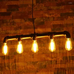 Pendantlampor nordiska industriella loft järnrör ljus edison vintage glödlampor e27 5 vapenbelysning hem/bar/café dekorativ belysning