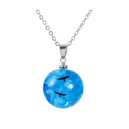 Pendant Necklaces Creative Blue Sky White Cloud Eagle Transparent Ball Resin Necklace For Women Fashion Jewelry Gift Drop Delivery Pe Dhlkh