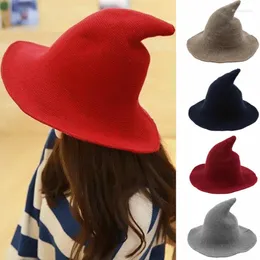 Berets Modern Witch Hat Woolen Girl Lady Made From Fashionable Sheep Wool Halloween Party