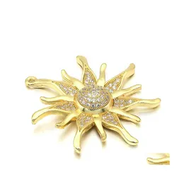 Charms Cz Crystal Gold/Sier Color Sun Flower Pendants For Women Diy Jewelry Making Findings Supplies Wholesale Vd286Charms Drop Deli Otbmu