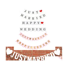 Banner Bandiere Just Married Buon Compleanno Bunting Lettera Appeso Ghirlande Pastello String Baby Shower Party Decorazioni di nozze Yq02148 Drop Dhxet