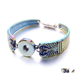 Charm Armband Colorf Color 18mm Snap Button Charms Carved Patern Bangle Armband för Women Leverantör YummyShop Drop Leverans smycken Dhdqi