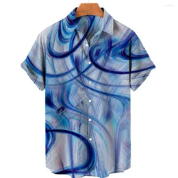 Camisas casuais masculinas verão impressionante 3D personalizado personalizado Padrão de cores impressas masculinas Designer de moda havaiana