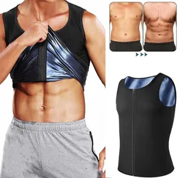 Body Shaper da uomo Cerniera da uomo Neoprene Gilet da sauna Perdita di peso Camicia da allenamento Top Sudore dimagrante con