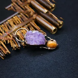 Keychains Natural Irregular Amethyst Pendent Necklace For Women Men Quartz Purple Crystal Healing Necklaces Decoration Craft Jewellry GiftKe