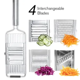 Fruit Vegetable Tools Shredder Cutter Stainless Steel Portable Manual Vegetable Slicer Easy Clean Grater With Handle Multi Purpose Home Kitchen Tool 230114