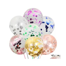 Party Decoration 12Inch Confetti Latex Balloon Wedding Layout Baby Shower Birthday Round Transparent Large Balloons Xmas Decor Ball Dhysm