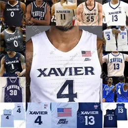 Basketbol Formaları 2022 Özel Xavier Basketbol Forması NCAA Koleji 4 Tyrique Jones 13 Naji Marshall 32 Zach Freemantle 11 Dwon Odom 22 Dieonte Miles