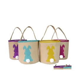 Other Event Party Supplies Easter Jute Rabbit Basket Purple Blue Yellow Bunny Tote Bags Kids Candy Egg Favors Baskets Drop Deliver Dhr9E