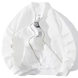Jacket Jacket Jackets Men Primavera e outono Puro Branco Puro Branco Loose Fashion Fashion Baseball Uniform 2023