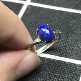 Clusterringe Natural Royal Blue Lapis Lazuli Ring Schmuck für Frau Mann Liebe 8x6mm Perlen Goldkristall Edelstein einstellbar