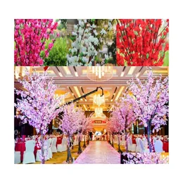 Decorative Flowers Wreaths 160Pcs Artificial Cherry Spring Plum Peach Blossom Branch Silk Flower Tree For Wedding Party Decoration Dhphc