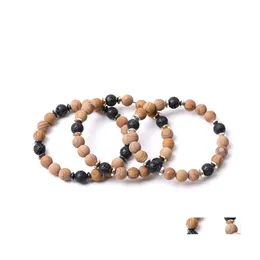 Beaded Strands 8Mm Matte Wood Line Stone Beads Hematite Lava Strand Bracelets For Women Men Yoga Buddha Energy Jewelr Yummyshop Dro Dhwcn