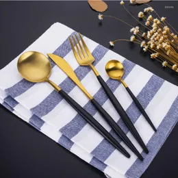 Flatware Sets Quality Romantic Western-style Metal Gold Plated Cutlery Kits Portugal Talher Set Faqueiro Inox Dinner Knife