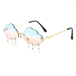 Sunglasses Rimless Women's Personality Funny Party Flash Steampunk Trendy Clouds Decoration Glasses