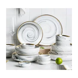 Dinnerware Sets 29/43Pieces 4/6 Person Use Tableware Plates And Bowls Set Ceramic Dishes For Restaurant El Drop Delivery Home Garden Dhnjy