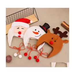 Feesthoeden huidvriendelijke kerstman borstelde lange touw topper adt kinderen boomdecoratie hoed lichtgewicht voor kerstdruppel levering ho dhy6u