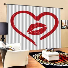 Curtain & Drapes Geometric Love Patterns Sexy Red Lips Large Window For Living Room Bedroom Sunshade Blackout Indoor Sets