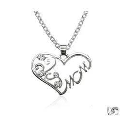 Pendant Necklaces Chain Necklace Wholesale Mothers Day Gift Heart Mom Word Romantic Birthday Novel Jewelry Pendants Drop Delivery Dhkqa