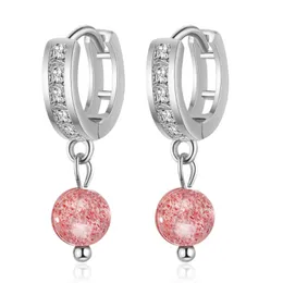 Dangle Earrings & Chandelier Strawberry Crystal Simple Rose Gold Pink For Women Inlaid Zircon Korean Fashion Jewelry Gifts