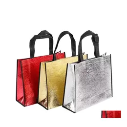 Present Wrap Shop Bag Stor kapacitet Canvas Travel Storage P￥sar Laser Glitter Kvinnlig handv￤ska livsmedelsbutik f￶r kvinnor Drop Delivery Home Dhafa