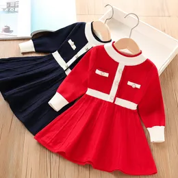 Garotas infantis vestido de manga comprida vestido de suéter para bebê elegante vestido de natal