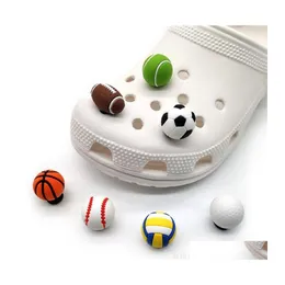 Shoe Parts Accessories 3D Sports Ball Croc Charms Plastic Charm Decoration Buckle Pvc Jibitz Clog Buttons Pins Drop Delivery Shoes Dhgpb