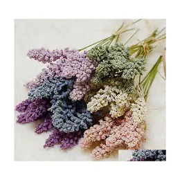 Decorative Flowers Wreaths 6Pcs / Pack Artificial Vanilla Spike Bouquet Foam Berry Home Plant Wall Decoration Cereals Heap Drop De Dho6A