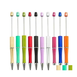 Ballpoint Pens Creative Add A Bead Diy Pen Original Beaded Customizable Lamp Work Craft Writing Tool Drop Delivery Office School Bus Otdbu