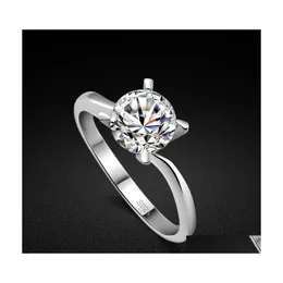 Pierścienie klastra Wysokiej jakości klasyczne kobiety 925 Sterling Sier Ring Cubic Zircon Wedding Biżuter