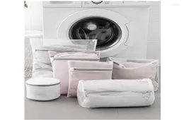 Worki do pralni zamykane w torbie z siatką Zestaw do mycia ubrań do maszynowej bieliźnia Biały White Walka 7PCS5996956
