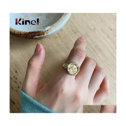 Cluster Rings Kinel 925 Sterling Sier Irregar Ring Minimalist Elegant Korea For Women Vintage 18K Gold Jewelry Drop Delivery Dhhgc