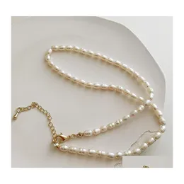 Collane con ciondolo Minar Collana di perle d'acqua dolce naturale retrò francese per le donne Perle barocche alla moda Girocolli con perline Goccia Del Dhy52