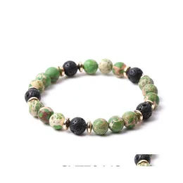 Fios de miçangas de 8 mm de miçangas imperiais de pedra verde fosco Bracelets de lava hematita para homens homens yoga buda energia jóia yummysho dhlhm