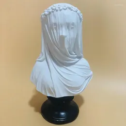 Decorative Figurines 12The Veiled Lady Gothic Sculpture Bust Cloaked Woman Statue Macabre Art Oddities Home Decor Library Decorated Nordic