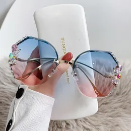 Sunglasses Large Frame Rhinestone UV Protection Crystal Women's Diamond Studded Glasses Outdoor Sports