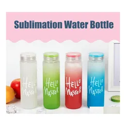 Tumblers 17oz Sublimation Frosted Lradient Glass Water Bottle في النهاية