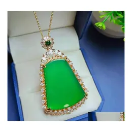 Подвесные ожерелья Agate High Green SafetyBressing Card Chalcedony925Sier Indude Female Ornament Live Vartcomependant Drop Drods OTKN0