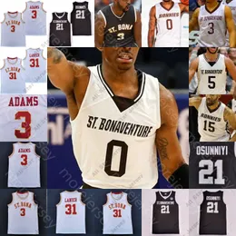 Jerseys de basquete Jerseys St. Bonaventure Bona Bonnies Jersey College Quadry Adams Olu Durosinmi Joryam Saizonou ndjock-Tadjore Adaway