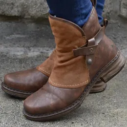 s buty kobiety zima pu niskie obcasy moda butę brown brown panie krótkie pluszowe ciepłe obuwie szycie żeńskie botas mujer pięta fahion but ladie pluh bota bota