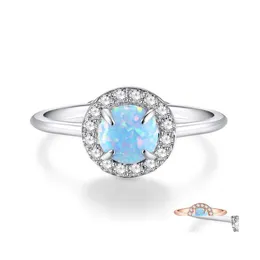 Klusterringar somen bländande eld opal ring för kvinnor 925 sterling sier resizable opals bröllop engagemang smycken kvinnlig droppe dh7ct