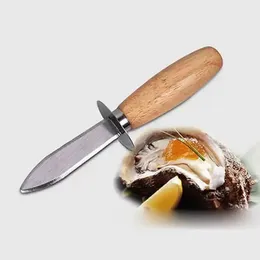 Home Garden Dining Bar Wood-handle Oyster Shucking Knife Stainless Steel Kitchen Food Utensil Tool ss0116