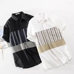 Camisas casuais masculinas Designer de manga curta Marca de algodão de retalhos para homens tendem roupas confortáveis ​​para roupas de primeira linha Camisa Masculina