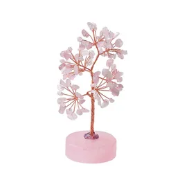 Arti e mestieri naturale albero di cristallo rosa filo rame al quarzo alberi di ornamento decorazione per la consegna a goccia giardino otzbx