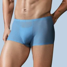 Underpants 1pcs Boxer de roupa íntima masculina gelo de seda de seda de seda sem costura juventude juvenil respirável larga tamanho grande shorts de quatro cantos da panela